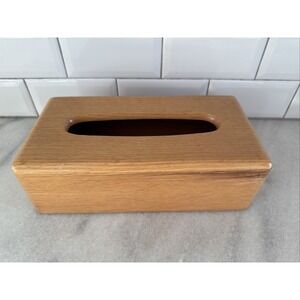 Vintage Oak Tissue Box Cover Dispenser Solid Wood Rectangle Rustic Traditional